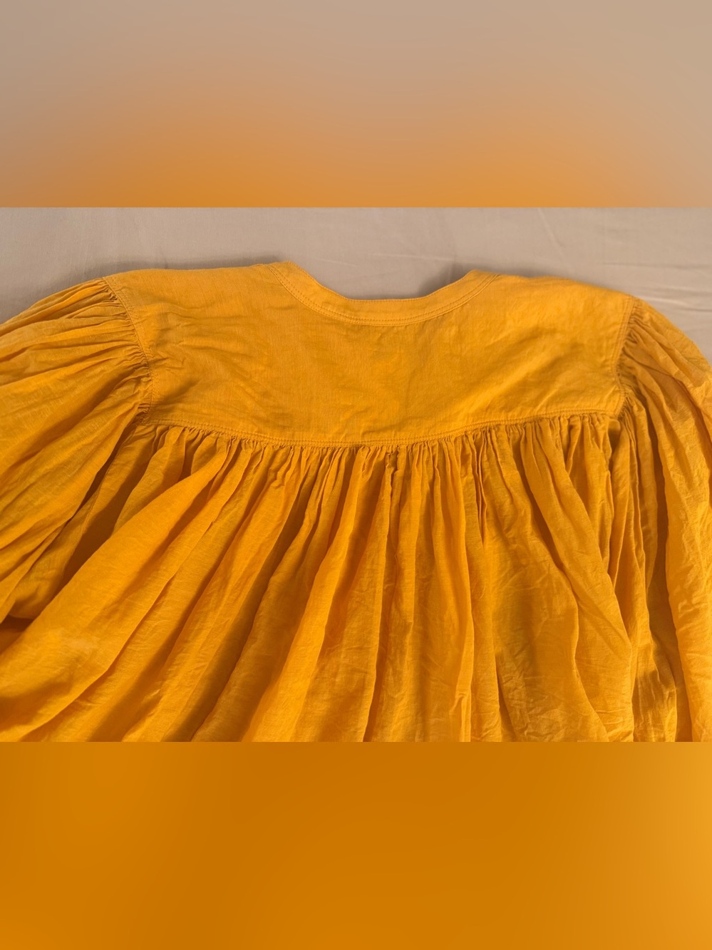 Madewell Pollen Yellow Balloon Puff Sleeve Voile Peasant Top Medium - Picture 14 of 17